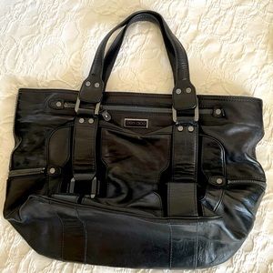 Jimmy Choo black leather tote bag